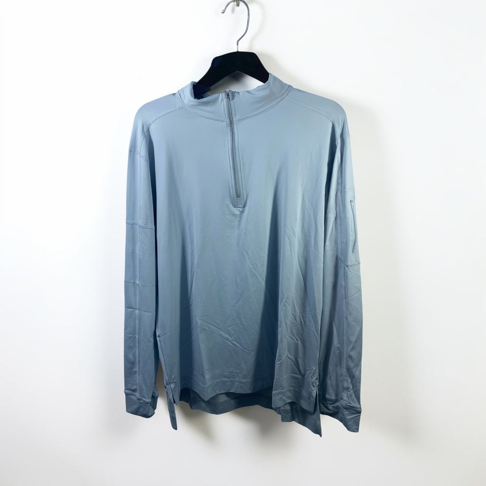 BloqUV Mens UPF 50+ Quarter Zip Long Sleeve Sun Shirt Light Blue Size M NWT
